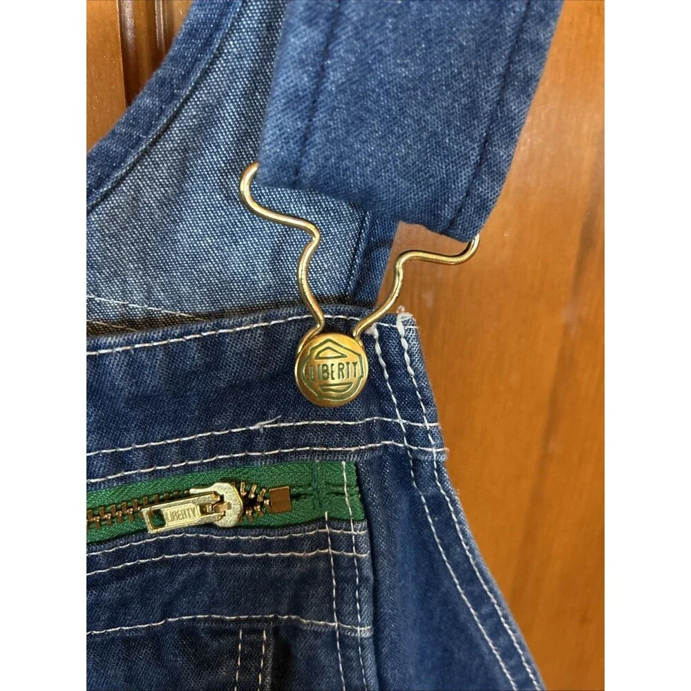 Liberty Overalls Mens 34x29 Blue Denim Bib Workwear Carpenter Utility Pockets